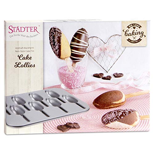 Städter 661066 We Love Baking Backform Cake Lollies, Metall, Silber, 35 x 27 cm von Staedter