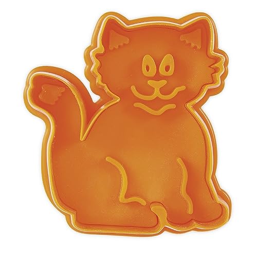 Präge-Ausstecher mit Auswerfer Katze ca. 6,5 cm Orange von Staedter
