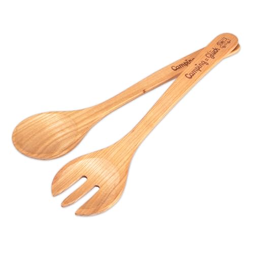 STÄDTER Salatbesteck Wohnmobil - Camping-Glück - 2-Teilig aus Kirschholz in der Holzfarbe, Länge: 35 cm, 800168 von Städter