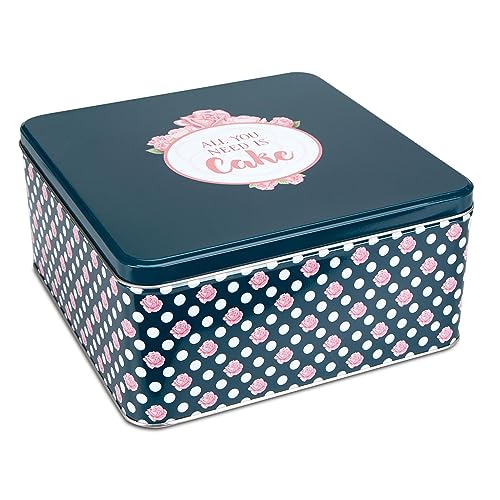 Städter 710115 All you need is Cake Gebäckdose, Weißblech, Blau/Rosa/Weiß von Städter