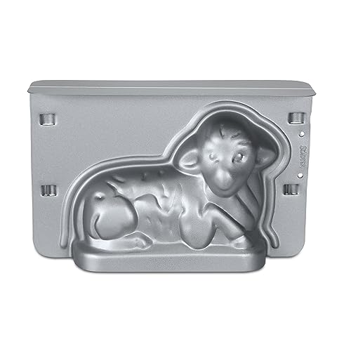 Städter Backform in Form eines Osterlamm, aus silberfarbenem Metall, Temperaturbeständig bis 230 °C, Antihaftbeschichtet, Maße: 36x22x9,5cm, 661769 Silber von Städter