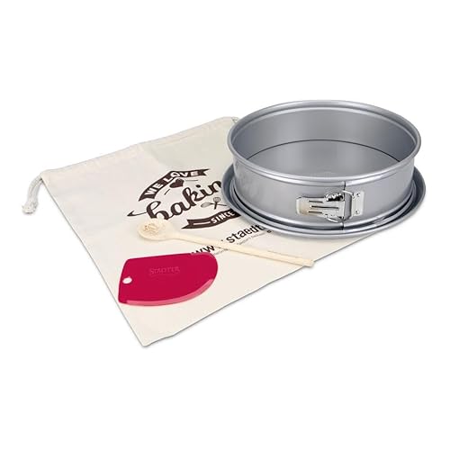 Städter We-Love-Baking SET 4-teilig Springform mit Flachboden Jubiläumsset zum Backen aus Metall Antihaft in der Farbe Silber, Länge: Ø 26,0 x 7,0 cm, 661950 von Städter