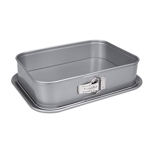 Städter we love baking silberne rechteckige Springform 33 x 23 cm - Höhe 7 cm - aus Metall mit Antihaftbeschichtung - Füllmenge 4700 ml, Silber von Staedter