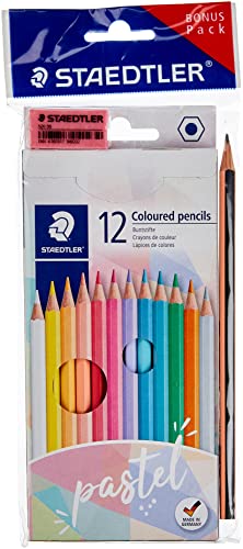 STAEDTLER Buntstift 146, klassisches Sechskanformat, weiche Mine, hoch pigmentierte Farben, 12 Pastellfarben im Kartonetui, Bonuspack mit Bleistift und Radierer, 146 SET PA 146 SET PA STAEDTLER Buntstift 146, klassisches Sechskanformat, weiche Mine, hoch pigmentierte Farben, 12 Pastellfarben im Kartonetui, Bonuspack mit Bleistift und Radierer, 146 SET PA 146 SET PA von STAEDTLER