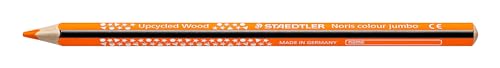 STAEDTLER Buntstifte Noris colour jumbo, ergonomische Dreikantform, bruchsichere und weiche Mine, Made from Upcycled Wood, intensiver Farbabstrich, 12 orange Buntstifte im Kartonetui, 188-4 von Staedtler