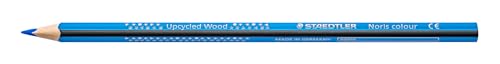STAEDTLER Buntstifte Noris colour 187, ergonomisches Dreikantformat, rutschfeste Soft-Oberfläche, hohe Bruchfestigkeit, Made form Upcycled Wood, Faltschachtel mit 12 Farbstifte, lichtblau, 187-30 von STAEDTLER