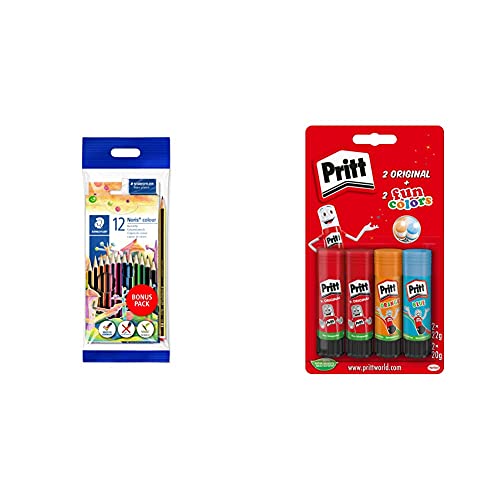 STAEDTLER Noris colour Buntstifte, 61 SET6 + Klebestift, sicherer und kinderfreundlicher Kleber 9H PTFCS von STAEDTLER