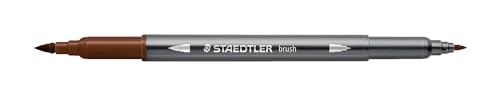 STAEDTLER aquarell Doppelfasermaler Design Journey, braun, feine Spitze und flexible Pinselspitze, wasservermalbar, 10 braune Filzstifte, 3001-76 von Staedtler