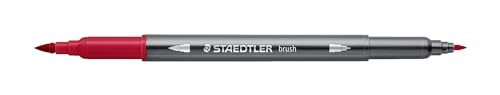 STAEDTLER aquarell Doppelfasermaler Design Journey, englisch rot, feine Spitze und flexible Pinselspitze, wasservermalbar, 10 englisch rote Filzstifte, 3001-241 von Staedtler