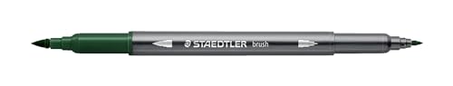 STAEDTLER aquarell Doppelfasermaler Design Journey, erdgrün, feine Spitze und flexible Pinselspitze, wasservermalbar, 10 erdgrüne Filzstifte, 3001-55 von STAEDTLER