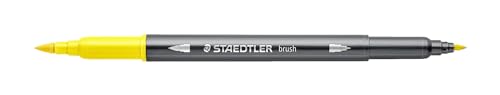STAEDTLER aquarell Doppelfasermaler Design Journey, gelb, feine Spitze und flexible Pinselspitze, wasservermalbar, 10 gelbe Filzstifte, 3001-1 von Staedtler