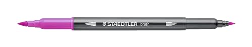 STAEDTLER aquarell Doppelfasermaler Design Journey, rotlila, feine Spitze und flexible Pinselspitze, wasservermalbar, 10 rotlila Filzstifte, 3001-61 von Staedtler