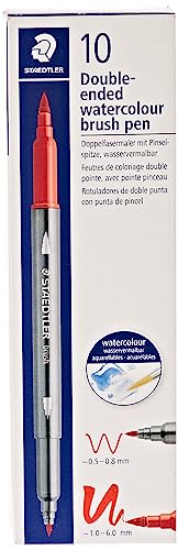 STAEDTLER aquarell Doppelfasermaler Design Journey, tabakbraun, feine Spitze und flexible Pinselspitze, wasservermalbar, 10 tabakbraune Filzstifte, 3001-77 STAEDTLER aquarell Doppelfasermaler Design Journey, tabakbraun, feine Spitze und flexible Pinselspitze, wasservermalbar, 10 tabakbraune Filzstifte, 3001-77 von STAEDTLER