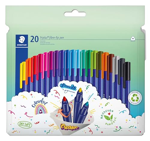 STAEDTLER triplus color Filzstifte 323, dreikant, stabile, eindrucksichere Spitze, ca. 1 mm, aus 97% Rezyklat, Made in Germany, Set mit 20 brillanten Fasermaler im Kartonetui, 323 C20 STAEDTLER triplus color Filzstifte 323, dreikant, stabile, eindrucksichere Spitze, ca. 1 mm, aus 97% Rezyklat, Made in Germany, Set mit 20 brillanten Fasermaler im Kartonetui, 323 C20 von STAEDTLER