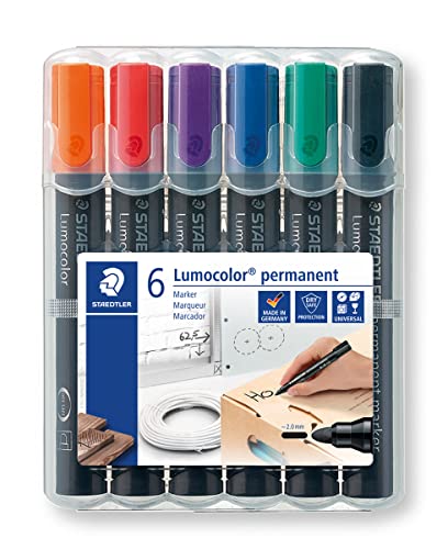Staedtler 352 WP6 Permanentmarker Lumocolor, nachfüllbar, Rundspitze, Box mit 6 Farben von Staedtler