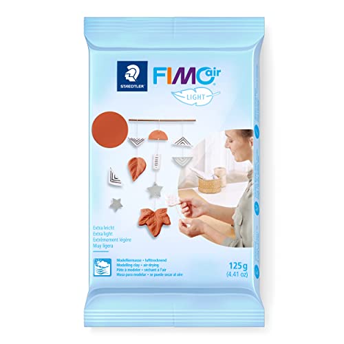 STAEDTLER lufttrocknende Modelliermasse FIMO air light, extra leicht, terrakotta, sofort gebrauchsfähig, kein Brennvorgang notwendig, 125g, angenehme Haptik, klebt nicht, 8133-76 von STAEDTLER