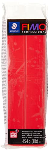 Staedtler FIMO professional ofenhärtende Modelliermasse (Großblock 454g (1 lb)) Farbe: reinrot von Staedtler