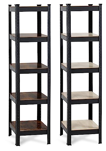Stagecaptain 2X Heavyrack Design Lagerregal - Standregal für Küche, Lagerräume, Wohnzimmer & Büro - Storage Shelf mit 5 Regalböden in hellem oder dunklem Holz - Regal im Industrial Design - Schwarz Stagecaptain 2X Heavyrack Design Lagerregal - Standregal für Küche, Lagerräume, Wohnzimmer & Büro - Storage Shelf mit 5 Regalböden in hellem oder dunklem Holz - Regal im Industrial Design - Schwarz von Stagecaptain