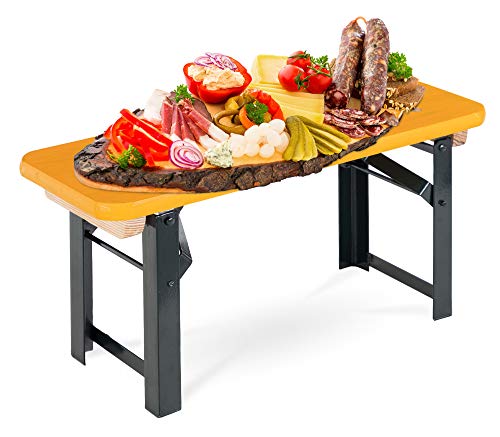 Stagecaptain BB-55 ON Hirschgarten Bierzeltbankerl - Bierzelt-Bank im Miniaturformat - Nützliche Deko für jedes Buffet - Abmessungen (LxBxH): 54,5 x 19,5 x 26,5 cm - Orange von Stagecaptain