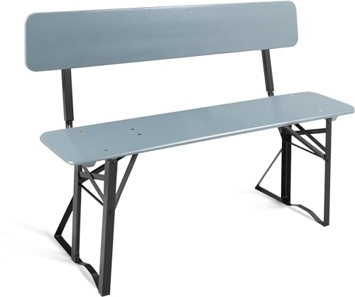 Stagecaptain BBB-119 GY Hirschgarten Bierzeltbank mit Lehne 119 cm - Robuste, Kurze Bierbank mit aufsteckbarer Lehne - Lackierte Oberfläche - Schwarz lackierte Stahlgestelle - Grau von Stagecaptain
