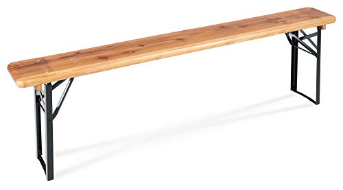 Stagecaptain BBB-180 Hirschgarten Bierzeltbank - Robuste, Lange Bierbank (177 cm) - Stabile Metallscharniere - Lackierte Oberfläche - Zusammenklappbar - Stahlgestelle - Sitzfläche aus Holz - Natur von Stagecaptain