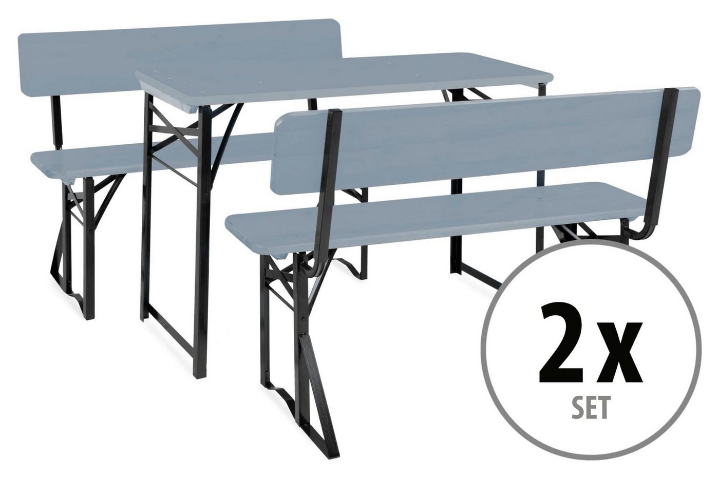 Stagecaptain Bierzeltgarnitur Hirschgarten BB-119 Sitzgarnitur mit Lehne 119 cm Länge, (Spar-Set, 6-tlg., 4 x Bank, 2 x Tisch), Mit aufsteckbarer Rückenlehne von Stagecaptain