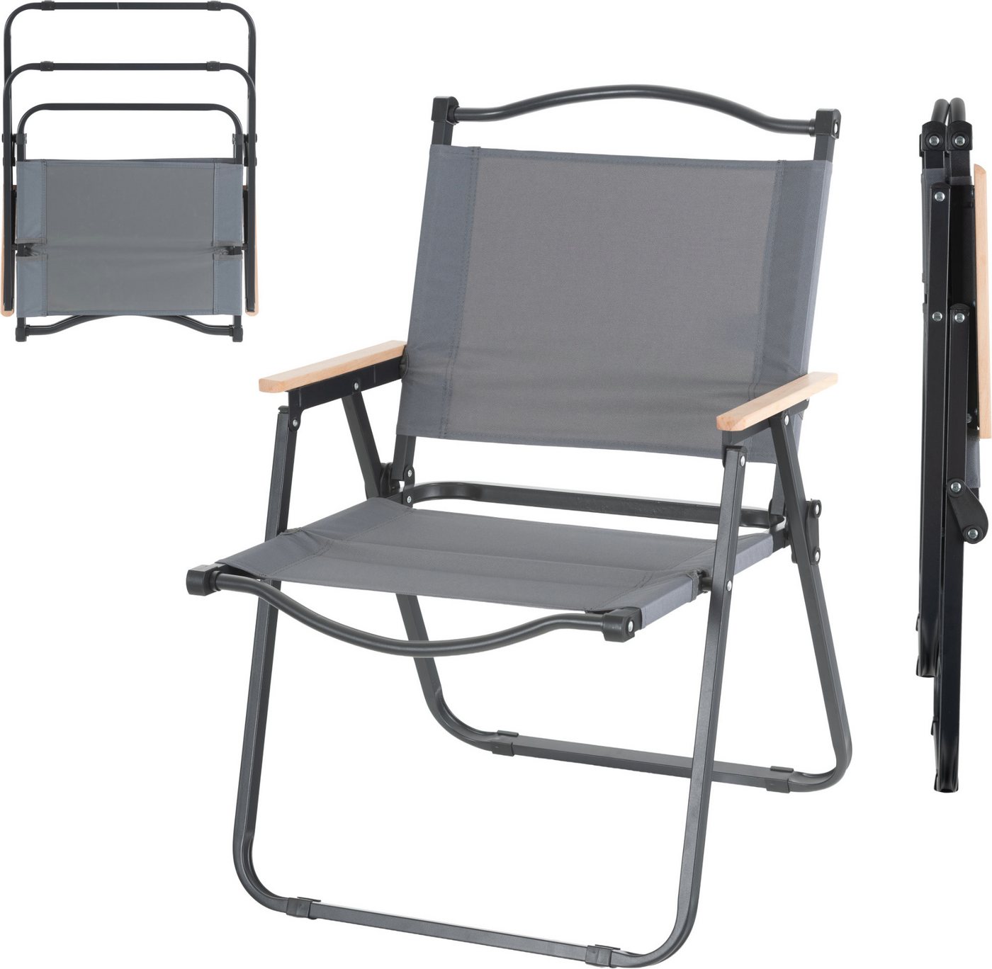 Stagecaptain Campingstuhl CSH-67 Camping Klappstuhl faltbar leicht - mit Holzarmlehnen (1 St), Faltstuhl bis 120 kg von Stagecaptain