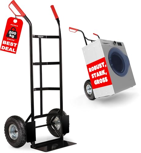 Stagecaptain Carryboy Sackkarre - 200 kg belastbar - Transportkarre für Umzug oder Getränkekisten - Robuster Stahlrahmen und Luftreifen mit 26 cm Ø - Handwagen mit Sicherheits-Haltegriffen - Schwarz von Stagecaptain