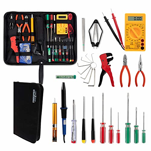 Stagecaptain EWS-15 Elektro-Werkzeug Set (27 Teile, inklusive Lötkolben und Multimeter, für Proberaum, Bühne, Wohnbereich und Werkstatt, komplett im praktischen Etui) von Stagecaptain