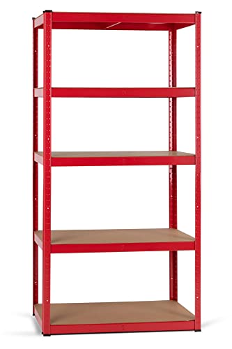 Stagecaptain HR-175 RD Heavyrack Lagerregal - 5 variabel montierbare Böden - Lackierte Metallkonstruktion - auch als Werkbank umbaubar - Tragkraft pro Boden: 175 kg - Tragkraft gesamt 875 kg - Rot von Stagecaptain