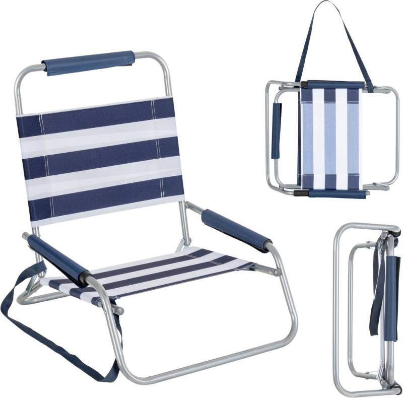 Stagecaptain Klappstuhl Strandstuhl klappbar leicht mit Schultergurt und Rückenlehne (1 St), Niedrige Sitzhöhe - alles griffbereit am Boden von Stagecaptain