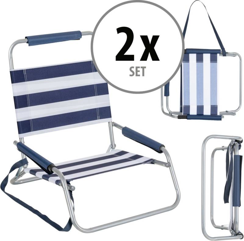 Stagecaptain Klappstuhl Strandstuhl klappbar leicht mit Schultergurt und Rückenlehne (2 St), Niedrige Sitzhöhe - alles griffbereit am Boden von Stagecaptain