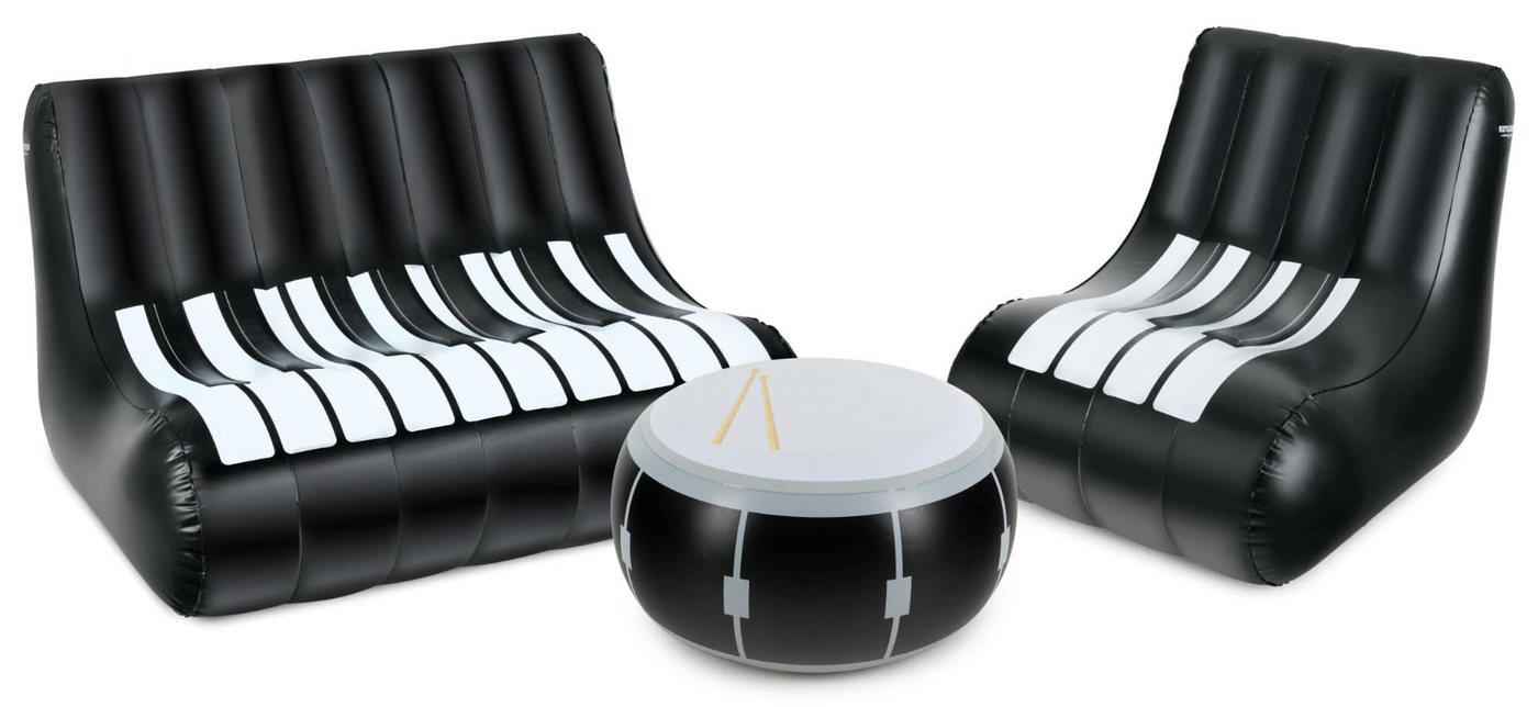 Stagecaptain Luftsofa Aufblasbares Loungemöbel-Set, Bestehend aus einem Tisch, einem Sessel und einem Sofa von Stagecaptain