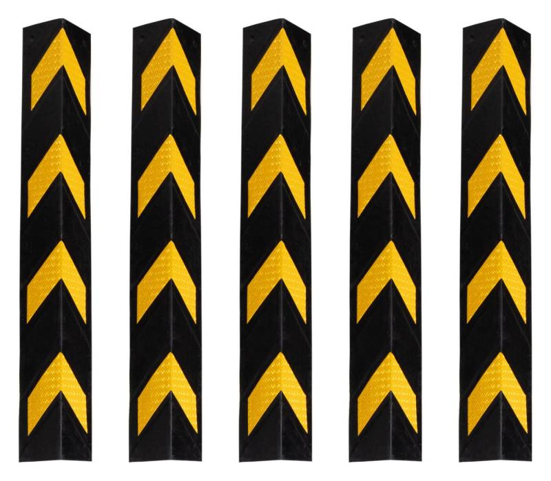 Stagecaptain Möbelbeschlag Kantenschutz - Eckenschutz aus Hartummi mit Reflektoren - Schwarz/gelb (5 St., 5 Stück im Spar-Set) von Stagecaptain