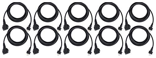 Stagecaptain PSPEXT-2.5 Verlängerungskabel 10x Set - Länge: 2,5m - Schutzklasse IP44 - H07RN-F Kabel (3x 1,5 mm²) - Gummiummantelt - Mit Kindersicherung und Abdeckkappe - Schwarz von Stagecaptain