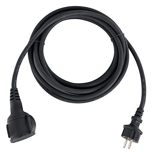 Stagecaptain PSPEXT-5 Verlängerungskabel - Länge: 5m - Schutzklasse IP44 - H07RN-F Kabel (3x 1,5 mm²) - Gummiummantelt - Mit Kindersicherung und Abdeckkappe - Schwarz von Stagecaptain