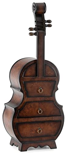 Stagecaptain SK-1013 D Stradivino Schrankkommode - Rustikale Kommode mit 3 Schubladen - Jedes Stück EIN handgemachtes Unikat - Im ausgefallenen “Cello” Design - Dunklebraun von Stagecaptain