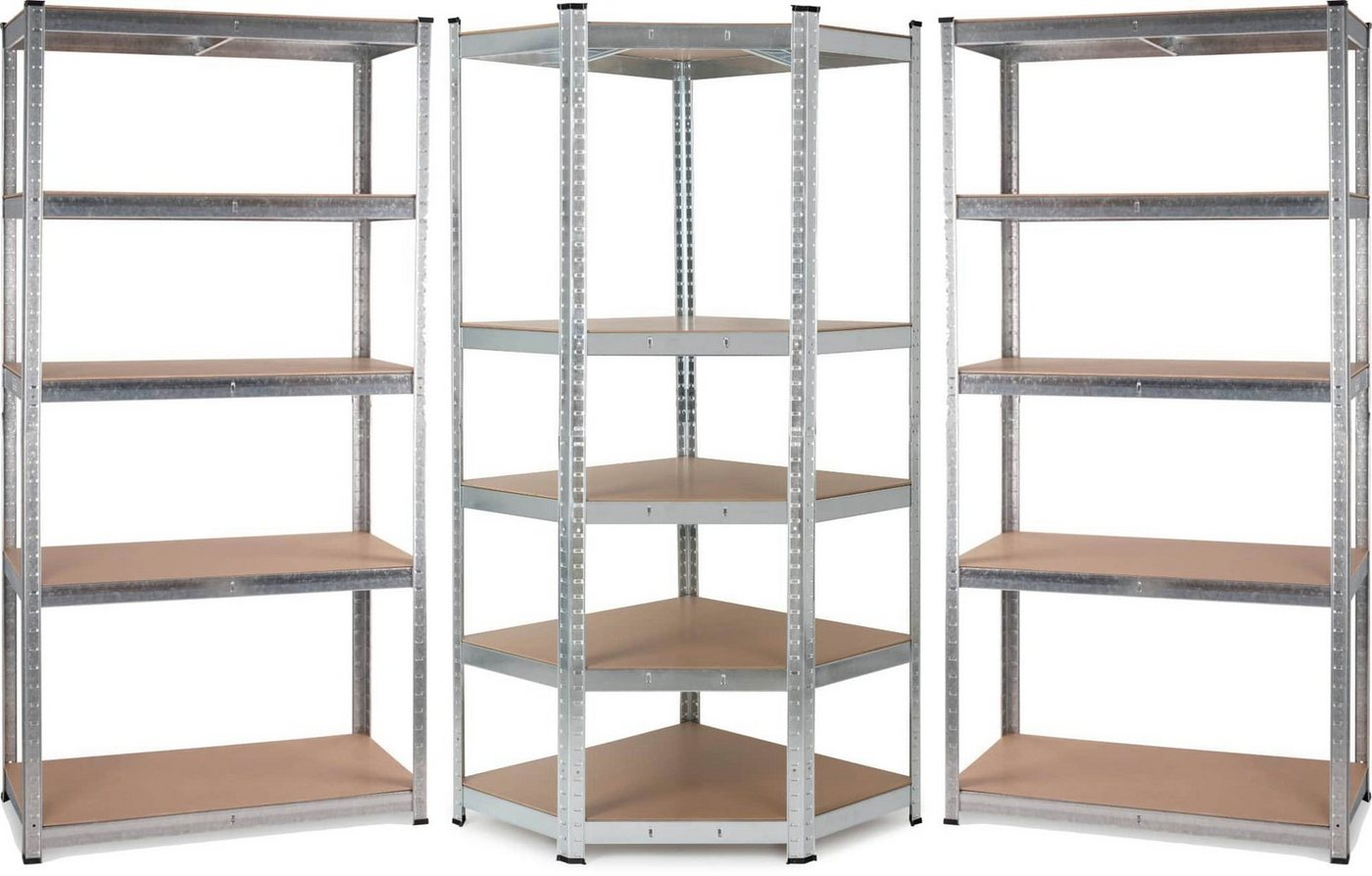 Stagecaptain Schwerlastregal Lager-Eckregal Extended Set - 2 x gerade Regale & 1 x Eckregal, Tragkraft pro Boden: 175 kg, gesamt 875 kg je Regal Stagecaptain Schwerlastregal Lager-Eckregal Extended Set - 2 x gerade Regale & 1 x Eckregal, Tragkraft pro Boden: 175 kg, gesamt 875 kg je Regal von Stagecaptain