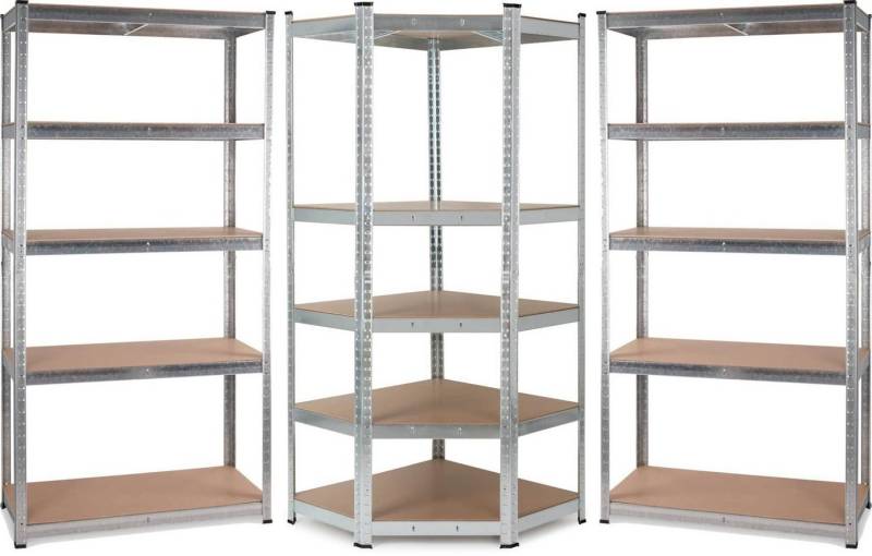 Stagecaptain Schwerlastregal Lager-Eckregal Extended Set - 2 x gerade Regale & 1 x Eckregal, Tragkraft pro Boden: 175 kg, gesamt 875 kg je Regal Stagecaptain Schwerlastregal Lager-Eckregal Extended Set - 2 x gerade Regale & 1 x Eckregal, Tragkraft pro Boden: 175 kg, gesamt 875 kg je Regal von Stagecaptain