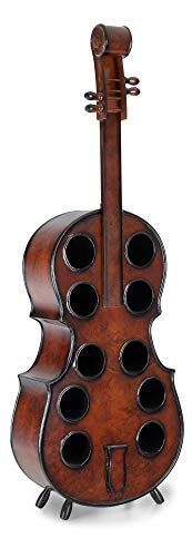 Stagecaptain Stradivino Weinregal für 10 Flaschen - Weinständer aus Holz in Vintage-Optik - Handgemachtes Cello Flaschenregal - Flaschenständer in Höhe 135 cm - Retro Weinflaschenhalter von Stagecaptain