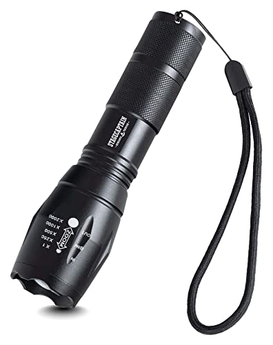 Stagecaptain TF-1000 LED-Taschenlampe - Langlebiger 1000 Lumen CREE Chip - Stufenloser Zoom - Wasserfestes Outdoor Flashlight mit 3 Helligkeitsstufen, Stroboskop und SOS Modus von Stagecaptain