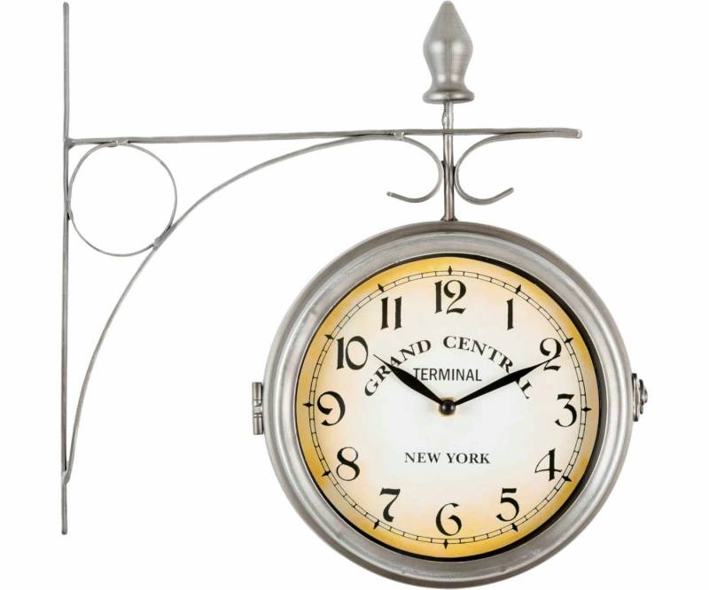 Stagecaptain Wanduhr BHU-3334 Bahnhofsuhr klein mit Wandhalterung - im Vintage-Look (Quarzlaufwerk, Retro Metallkonstruktion) von Stagecaptain