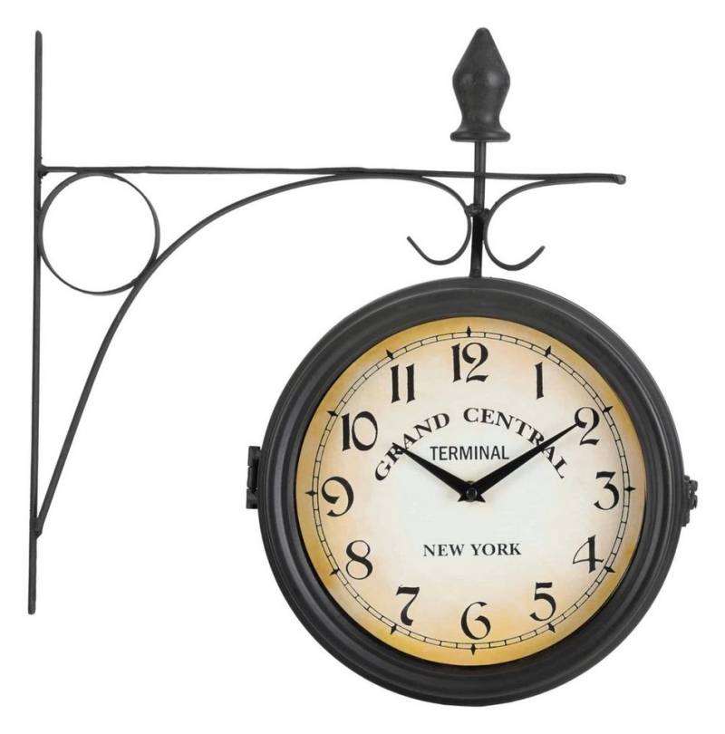 Stagecaptain Wanduhr BHU-4543 Bahnhofsuhr groß mit Wandhalterung - im Vintage Look (Quarzlaufwerk, Retro Metallkonstruktion) von Stagecaptain