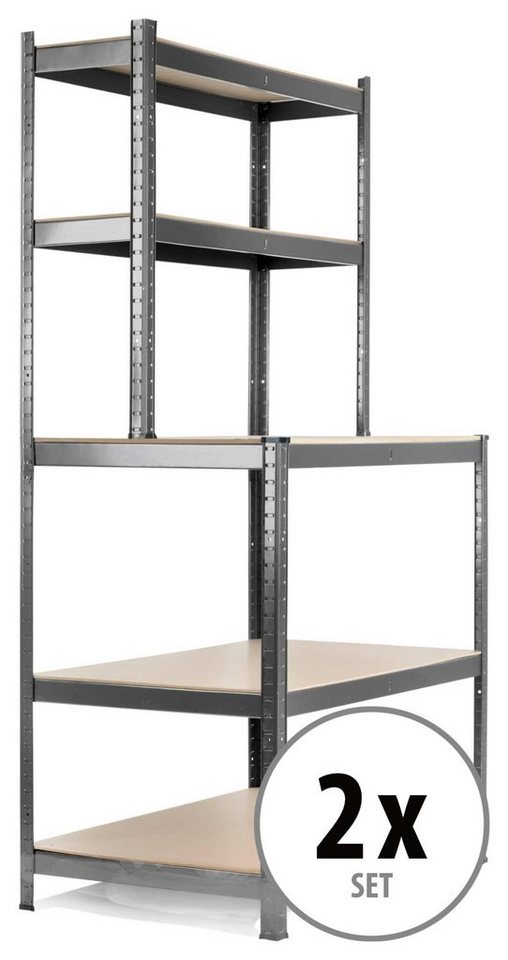 Stagecaptain Werkbank Werkbankregal - Robustes Steckregal für Werkstatt, Lagerraum, Keller, (2er Set, 2-tlg), Tragkraft gesamt: 625 kg von Stagecaptain