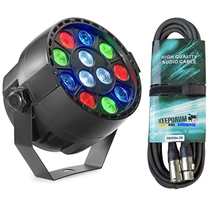 Stagg Discolicht Stagg SLT-ECOPAR XS-2 LED Scheinwerfer mit DMX Kabel 3m, LED RGBW, Rot von Stagg