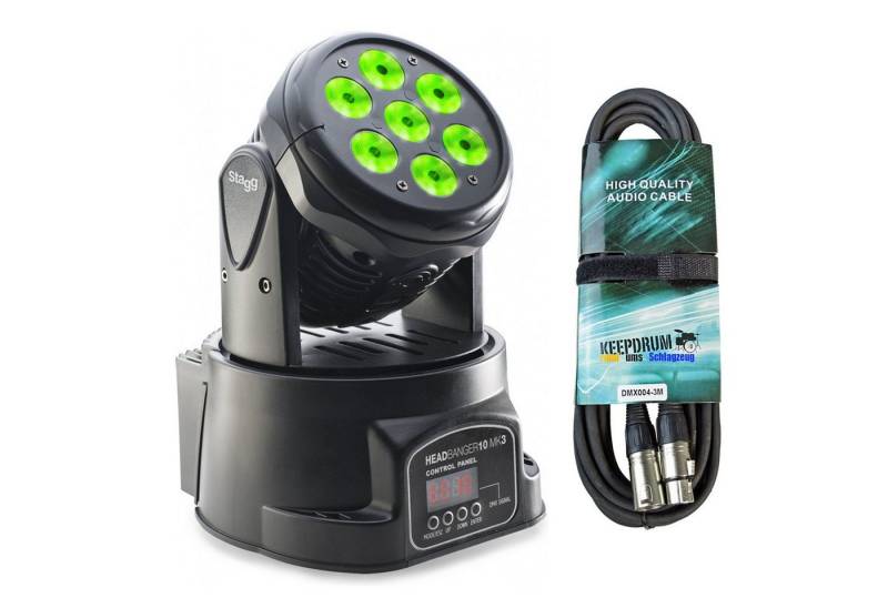 Stagg LED Discolicht Stagg Head Banger 10 LED Moving-Head mit DMX-Kabel, LED RGBW, Rot von Stagg