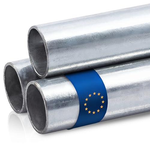 Stahl-Shop24 - Stahl Rundrohr verzinkt Hohlprofil geschweißtes Metall Stahlzinkrohr für Stahlbau, Rohr zum Heimwerken an Treppengeländern, Länge:2000 mm, Abmessung: Ø 42.4x3.2 mm von Stahl-Shop24