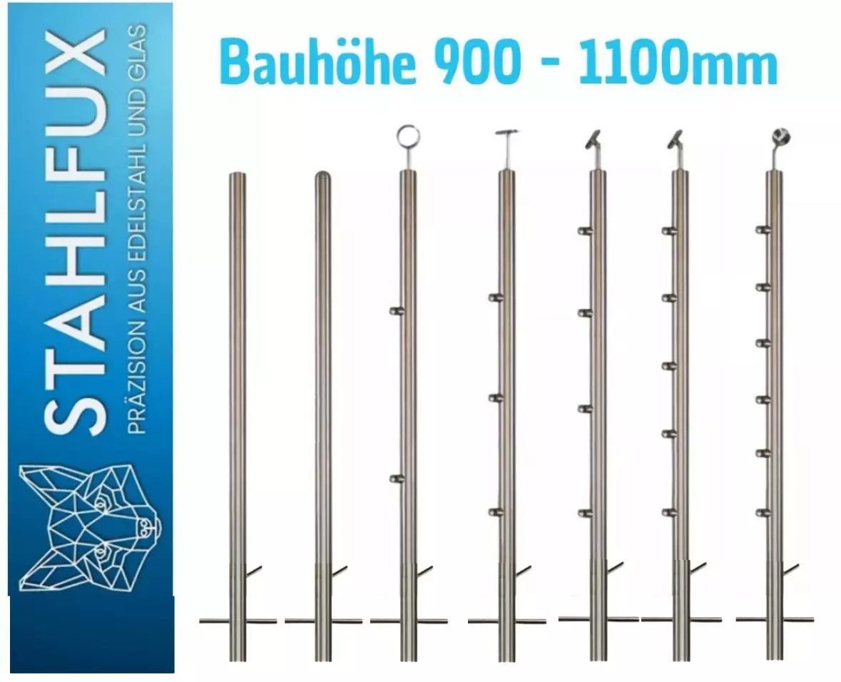 StahlFux Brüstungsgeländer Geländerpfosten Terrassengeländer, 4.24 cm Länge, 90 cm Höhe, mit 1 Pfosten, Spar-Set, 1-tlg., individuell, Fließbohr- & Gewindeformtechnik nach DIN 13 für sichere Befestigungen StahlFux Brüstungsgeländer Geländerpfosten Terrassengeländer, 4.24 cm Länge, 90 cm Höhe, mit 1 Pfosten, Spar-Set, 1-tlg., individuell, Fließbohr- & Gewindeformtechnik nach DIN 13 für sichere Befestigungen von StahlFux