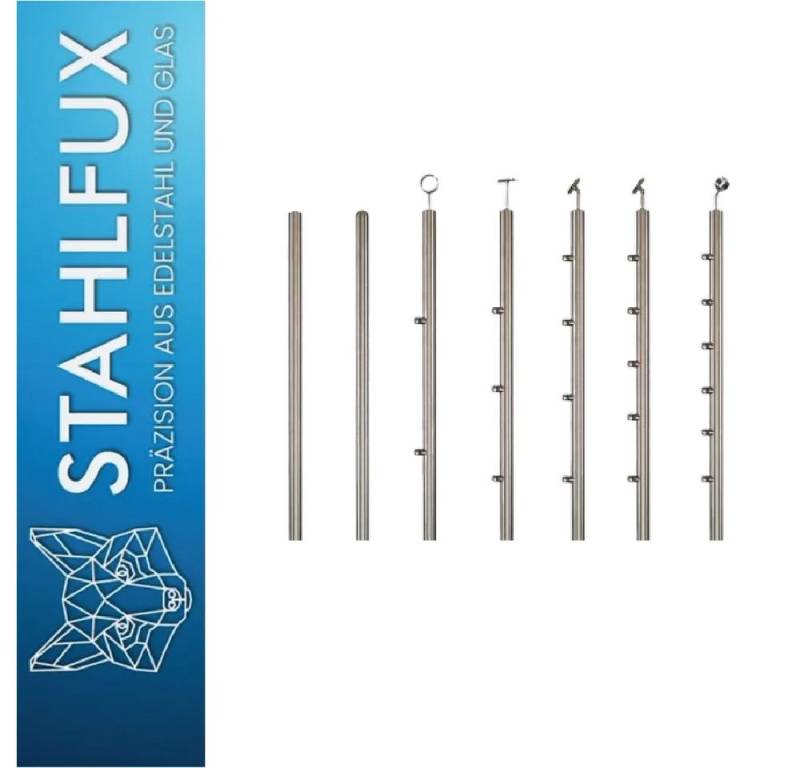 StahlFux Eckpfosten Geländerpfosten Querstabhalter 12 mm, (Spar-Set, 1-St., Querstabhalter 90), M8-Halter sorgen für sicheren Halt von StahlFux