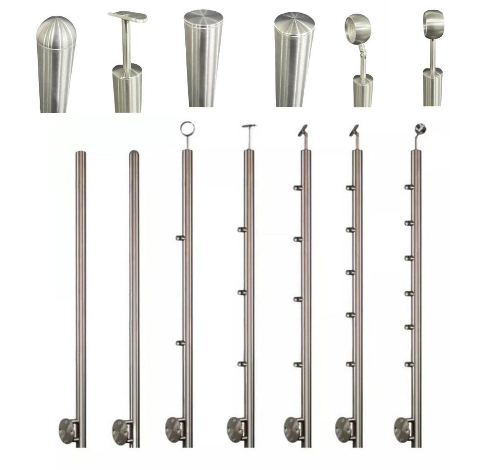 StahlFux Pfostenkappe Edelstahlpfosten Stabhalter Geländersysteme (Spar-Set, 1 St., seitliche Montage), Wählbare Pfostenhöhen, Halteranzahl - maximale Anpassung von StahlFux
